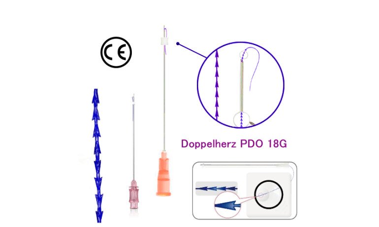 PDO threads double heart gemoldet,Extra Strong, 18G 100mm x 150mm ,L-type blunt