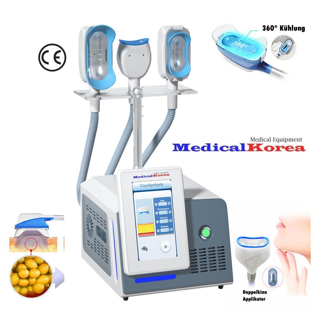 Kryolipolyse Gerät High-Tech Profi,3 x Cooling Handstück,inkl.Doppelkinn Aufsatz