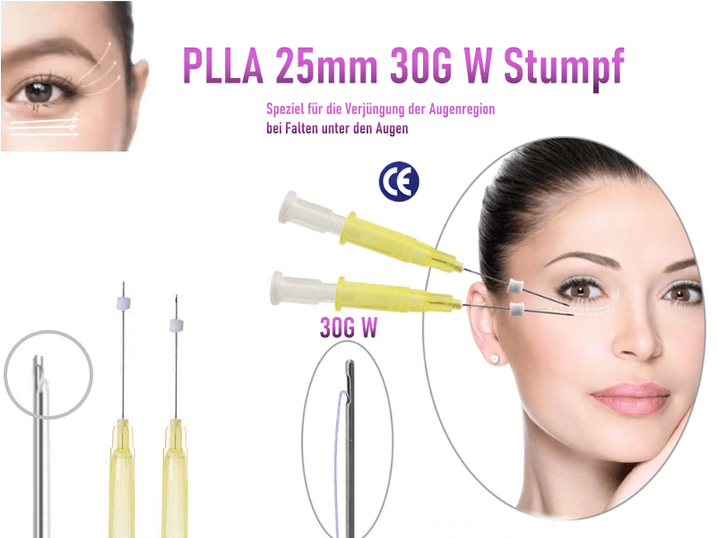 PLLA Fils , 30G de 25mm, Spécial contour des yeux,W Terne,10 pces