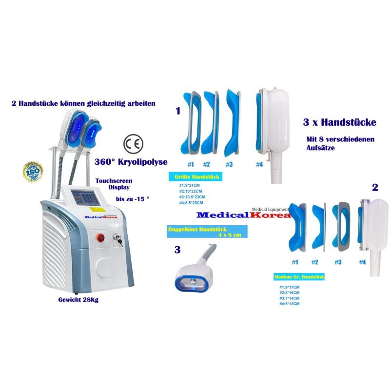 Kryolipolyse Gerät 360° mit 3 x Cooling Handstück,inkl.Doppelkinn Aufsatz - Image 2